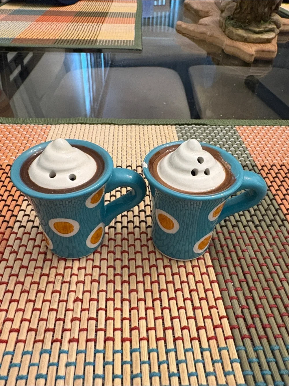 Teal Ceramic Mug-Shaped Salt & Pepper Shakers